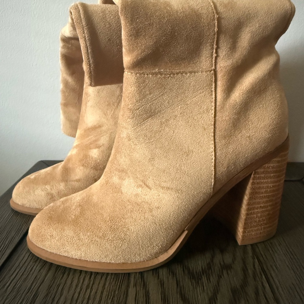 Altar'd State Camel Suede Heeled Boots